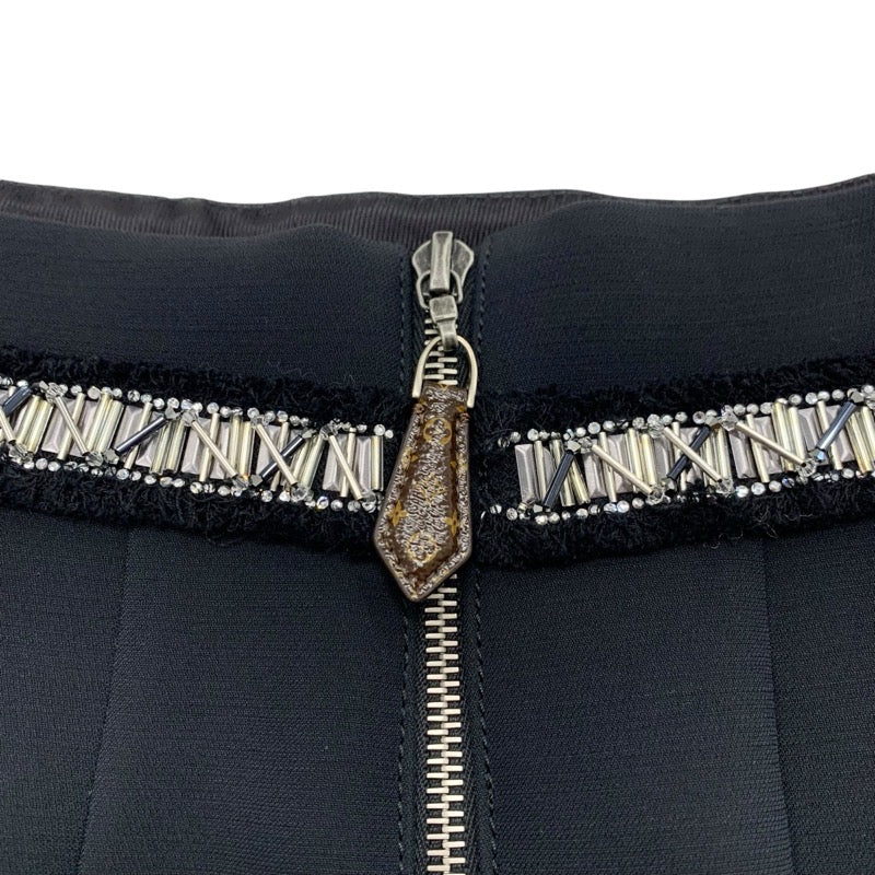 Louis Vuitton LOUIS VUITTON Bottoms Black Silver Monogram Beads Rhinestone Mini Skirt