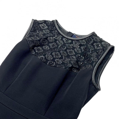 ルイヴィトン LOUIS VUITTON ワンピース ウール ブラック シルバー 黒 モノグラム ドレス スパンコール ノースリーブ