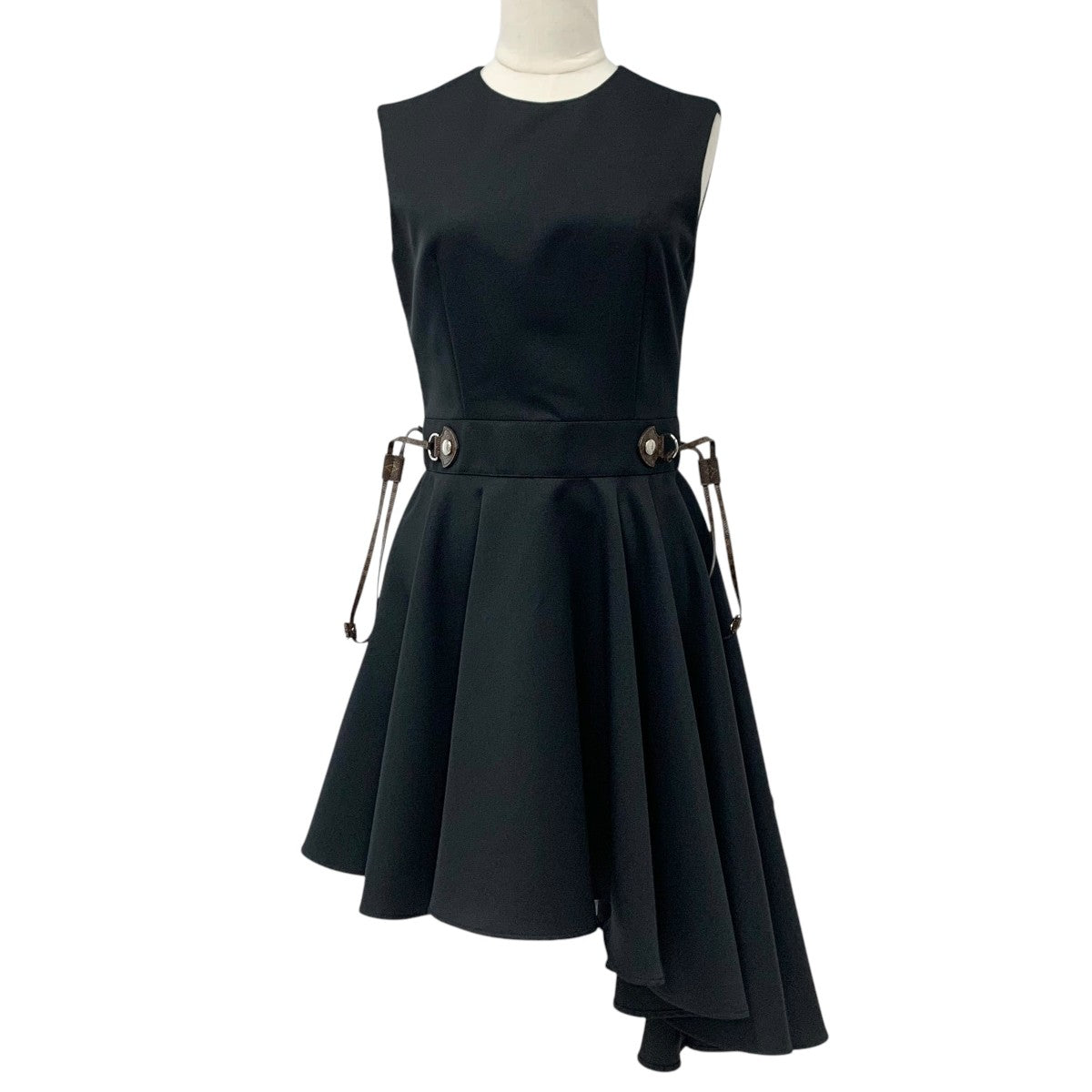 Louis Vuitton Dress Black Monogram Pull Asymmetrical Dress Sleeveless