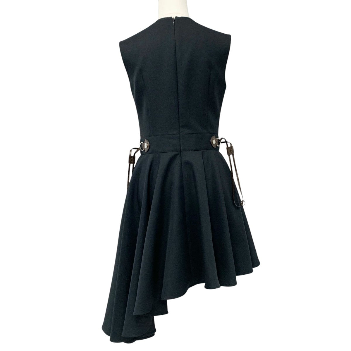 Louis Vuitton Dress Black Monogram Pull Asymmetrical Dress Sleeveless