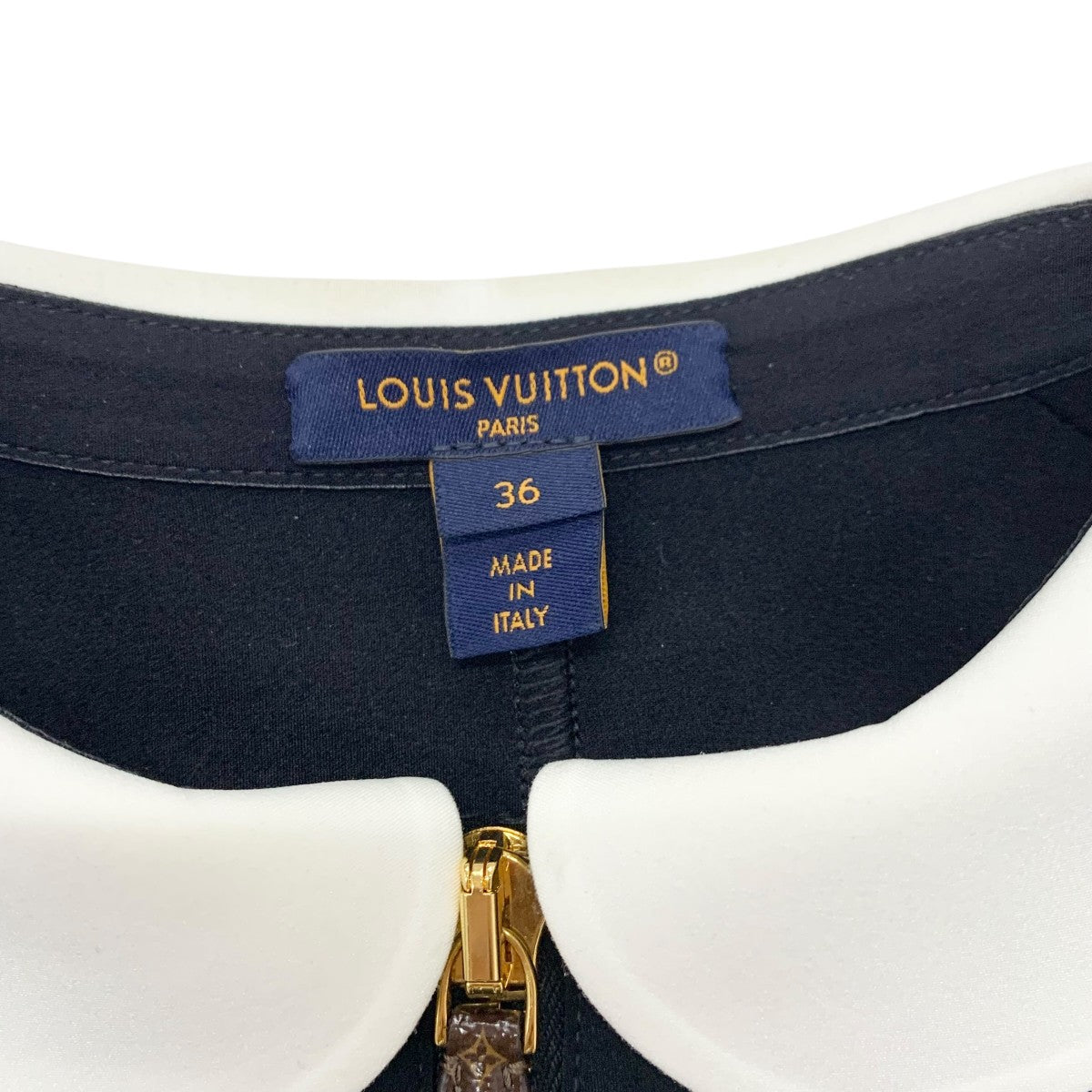 ルイヴィトン LOUIS VUITTON ワンピース ブラック モノグラム テクニカルジャージーピーターパンカラードレス