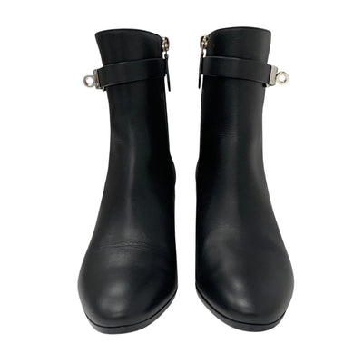 Hermes Saint-Germain boots, short boots, shoes, leather, black, silver, Kelly hardware