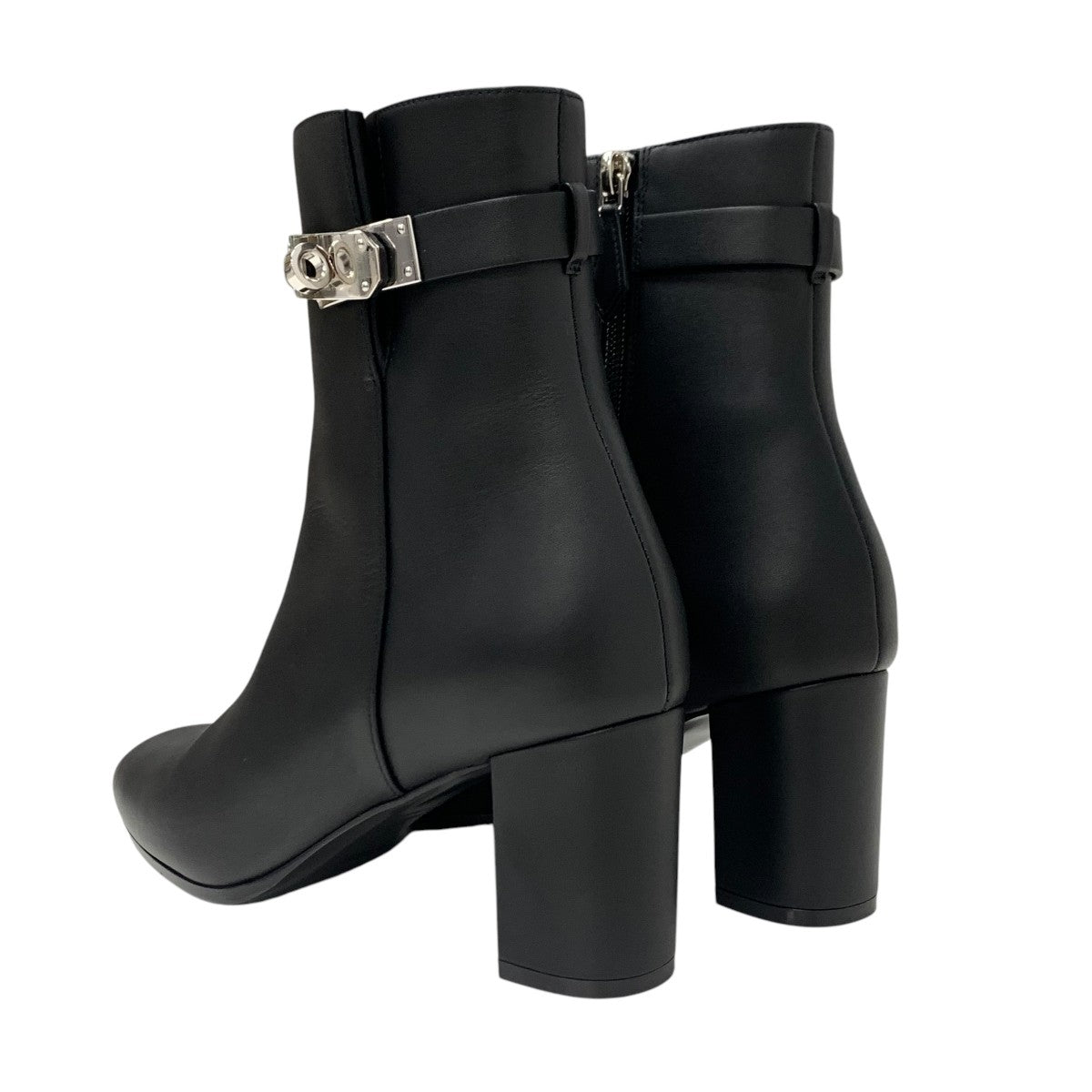 Hermes Saint-Germain boots, short boots, shoes, leather, black, silver, Kelly hardware