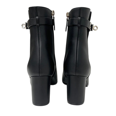 Hermes Saint-Germain boots, short boots, shoes, leather, black, silver, Kelly hardware