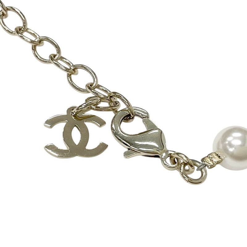 Chanel CHANEL necklace pendant choker gold logo pearl rhinestone