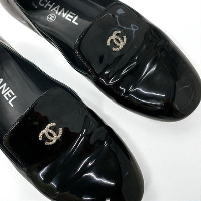 シャネル CHANEL フラットシューズ 靴 シューズ パテント ブラック 黒 パール ココマーク オペラシューズ ローファー
