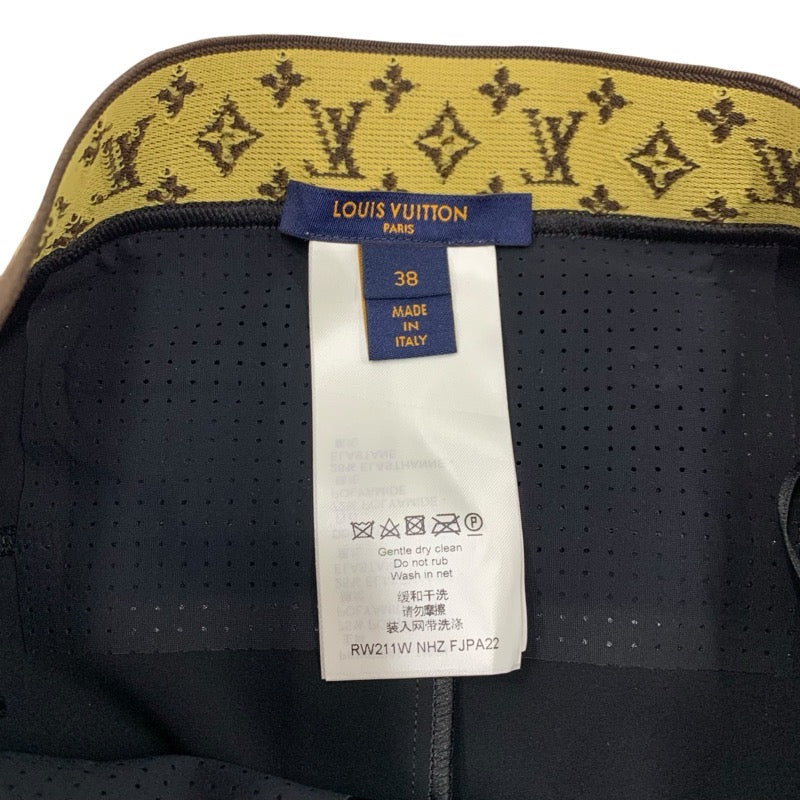 ルイヴィトン LOUIS VUITTON ボトムス ナイロン ブラック ブラウン レギンスウィズエラステックベルト モノグラム パンツ レギンス