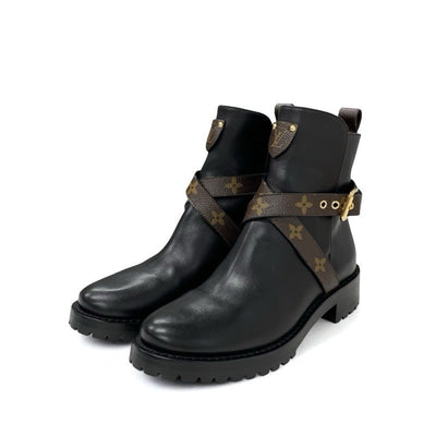ルイヴィトン LOUIS VUITTON ディスカバリーライン モノグラム ブーツ ショートブーツ 靴 シューズ レザー ブラック ブラウン アンクルブーツ