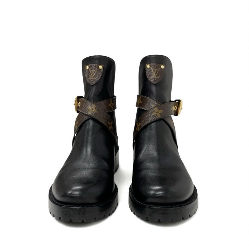 ルイヴィトン LOUIS VUITTON ディスカバリーライン モノグラム ブーツ ショートブーツ 靴 シューズ レザー ブラック ブラウン アンクルブーツ