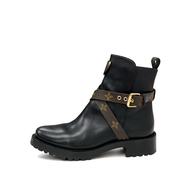 ルイヴィトン LOUIS VUITTON ディスカバリーライン モノグラム ブーツ ショートブーツ 靴 シューズ レザー ブラック ブラウン アンクルブーツ