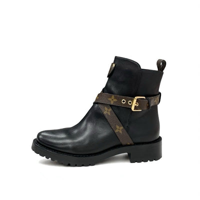 ルイヴィトン LOUIS VUITTON ディスカバリーライン モノグラム ブーツ ショートブーツ 靴 シューズ レザー ブラック ブラウン アンクルブーツ