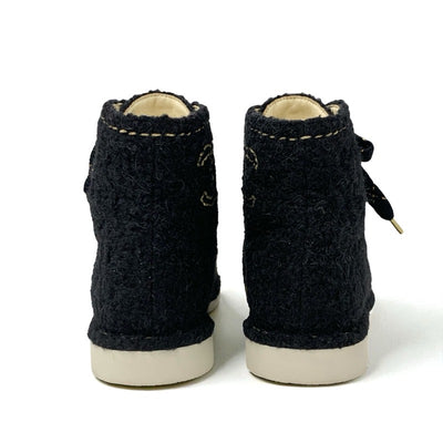 シャネル CHANEL ブーツ ショートブーツ 靴 シューズ ツイード ブラック ゴールド 黒 ココマーク レースアップ
