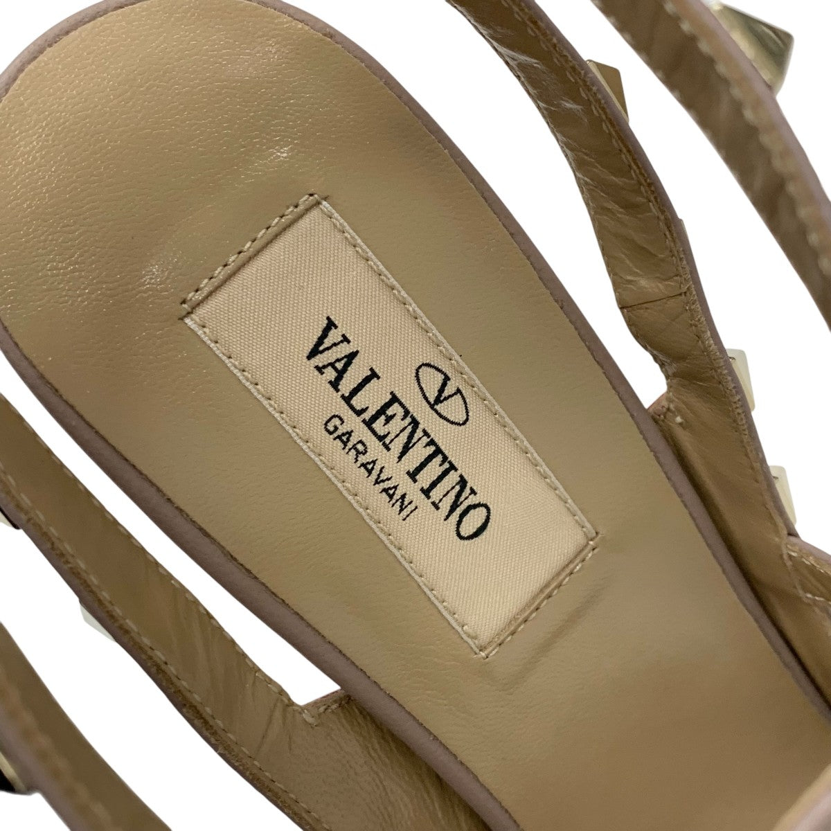 ヴァレンティノ VALENTINO パンプス 靴 シューズ パテント レザー ピンク系 ゴールド ロックスタッズ ストラップ