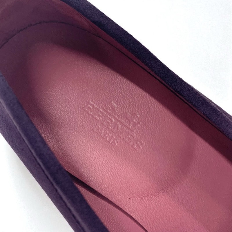 エルメス HERMES ロワイヤル ローファー 革靴 靴 シューズ スエード パープル ピンク系 シルバー H金具 フリンジ