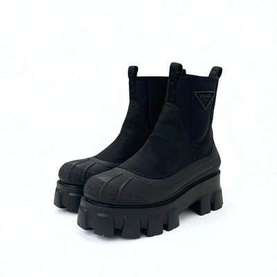 プラダ PRADA モノリス ブーツ ショートブーツ 靴 シューズ ナイロン ラバー ブラック 黒 Re-Nylon トライアングルロゴ