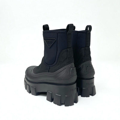 プラダ PRADA モノリス ブーツ ショートブーツ 靴 シューズ ナイロン ラバー ブラック 黒 Re-Nylon トライアングルロゴ