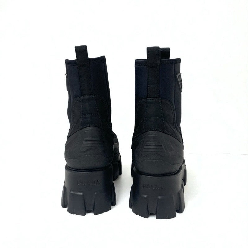 プラダ PRADA モノリス ブーツ ショートブーツ 靴 シューズ ナイロン ラバー ブラック 黒 Re-Nylon トライアングルロゴ