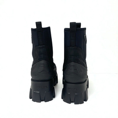 プラダ PRADA モノリス ブーツ ショートブーツ 靴 シューズ ナイロン ラバー ブラック 黒 Re-Nylon トライアングルロゴ