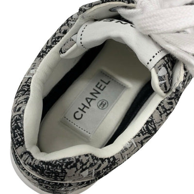シャネル CHANEL スニーカー 靴 シューズ ファブリック グレー ブラック ホワイト ココマーク ロゴ
