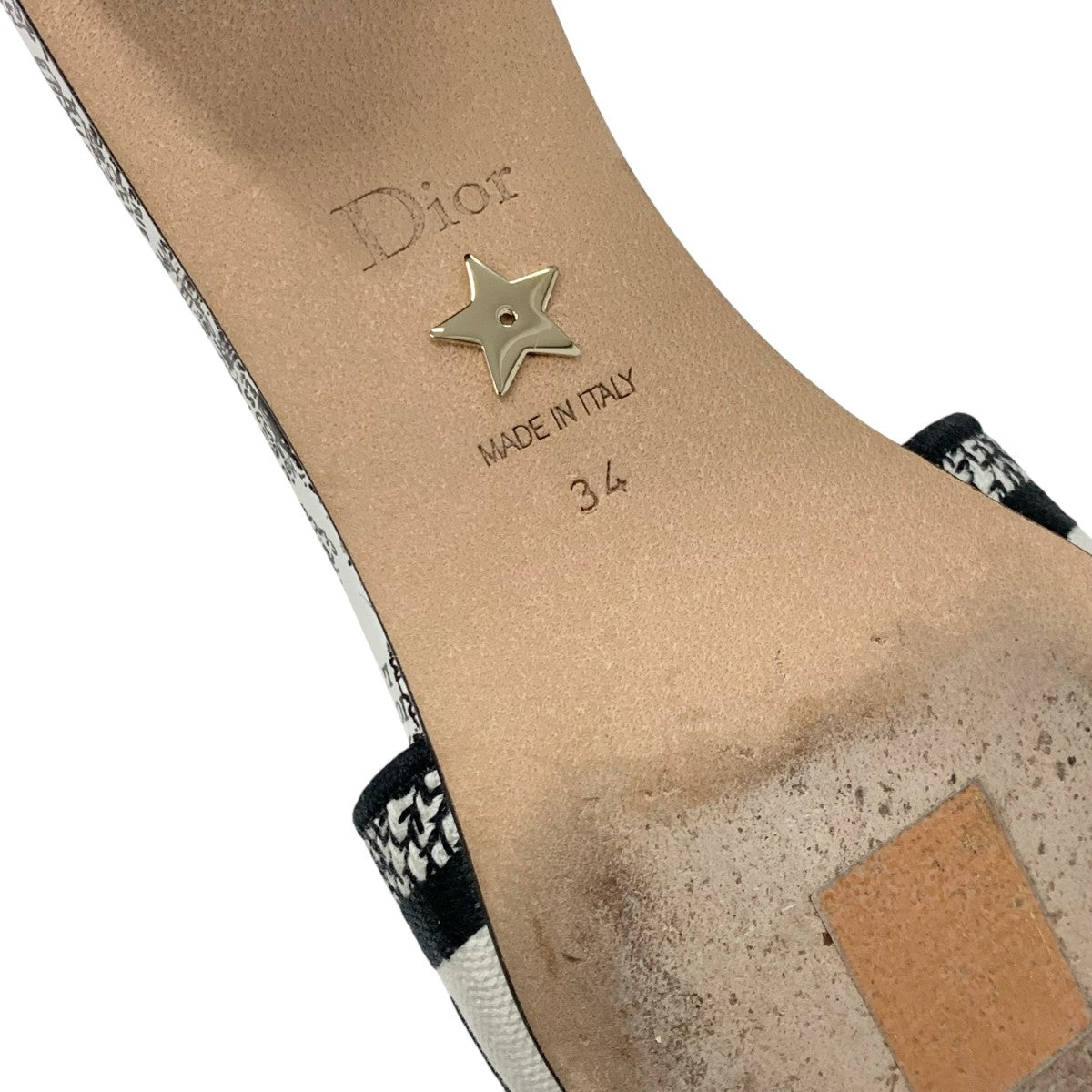 クリスチャンディオール CHRISTIAN DIOR DWAY サンダル 靴 シューズ ファブリック ホワイト ブラック ミュール 刺繍 エンブロイダリー ロゴ