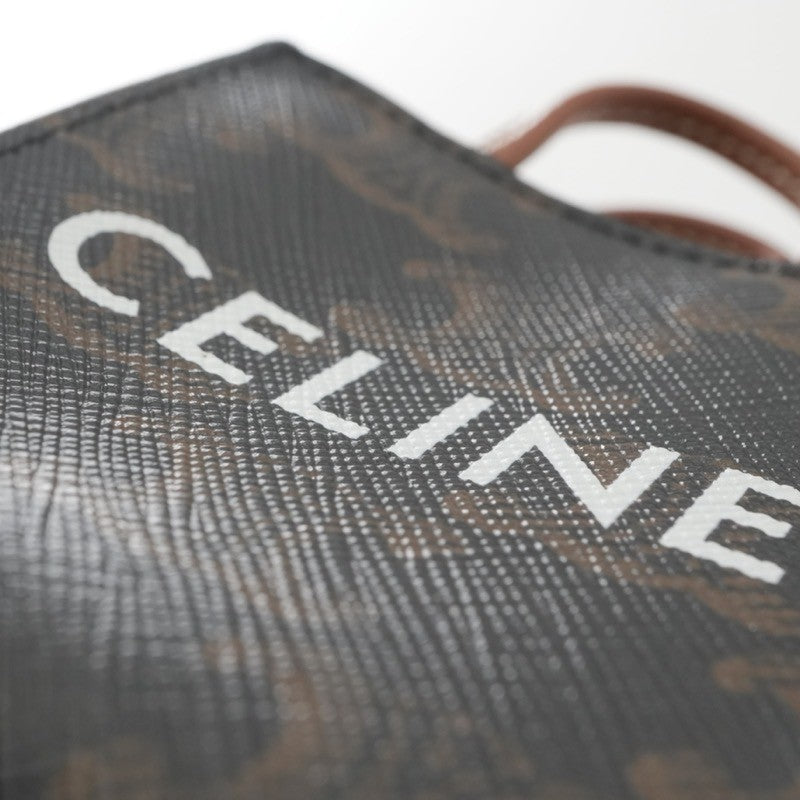 セリーヌ CELINE チャーム ブラウン ホワイト ゴールド トリオンフキャンバス ロゴ マイクロ バーティカル カバ