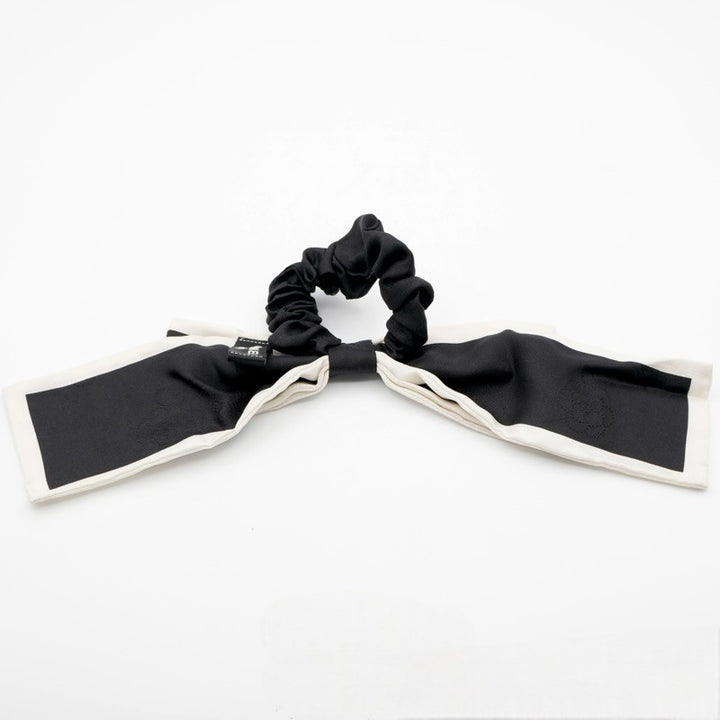 CHANEL リボン付きヘアゴム シャネル CHANEL ヘアアクセサリー ブラック ホワイト ロゴ リボン