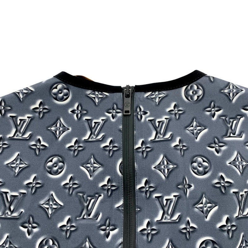 ルイヴィトン LOUIS VUITTON モノグラム ワンピース ナイロン ポリウレタン  グレー ホワイト ブラック 20SS ドレス