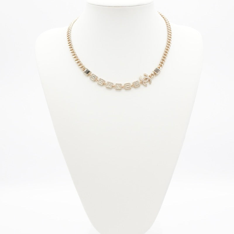 シャネル CHANEL ネックレス ペンダント チョーカー ゴールド ココマーク ロゴ ラインストーン