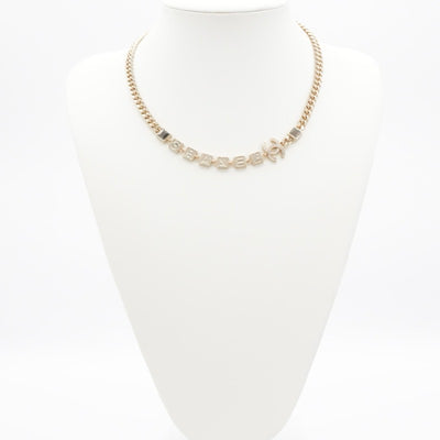 シャネル CHANEL ネックレス ペンダント チョーカー ゴールド ココマーク ロゴ ラインストーン