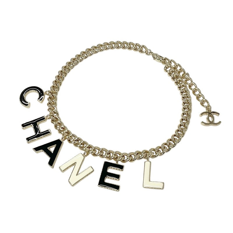 シャネル CHANEL ネックレス ペンダント チョーカー ゴールド ブラック ホワイト ロゴ ココマーク