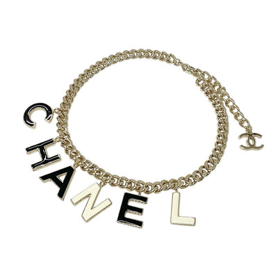 シャネル CHANEL ネックレス ペンダント チョーカー ゴールド ブラック ホワイト ロゴ ココマーク