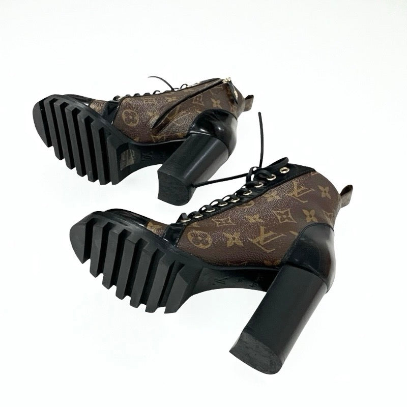 ルイヴィトン LOUIS VUITTON スタートレイルライン モノグラム ブーツ ショートブーツ 靴 シューズ レザー パテント ブラウン ブラック アンクルブーツ レースアップ