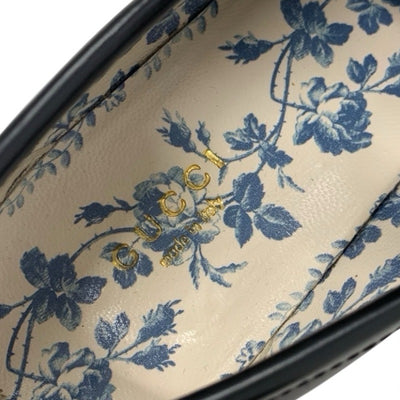 グッチ GUCCI ローファー 革靴 靴 シューズ レザー ブラック 黒 ゴールド ホースビット Bee刺繍