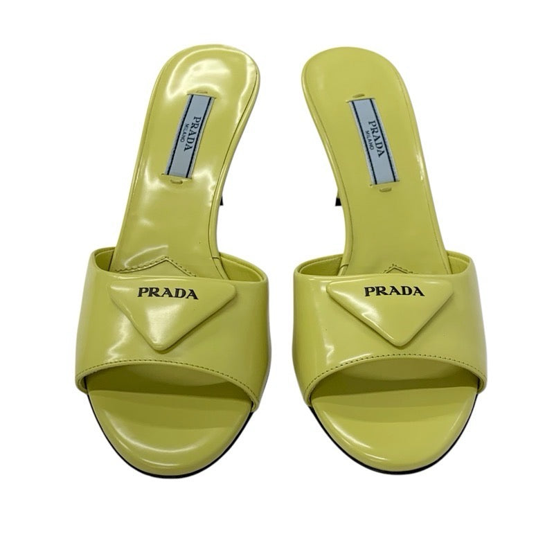 プラダ PRADA サンダル 靴 シューズ レザー イエロー トライアングルロゴ ミュール