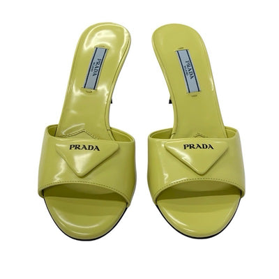 プラダ PRADA サンダル 靴 シューズ レザー イエロー トライアングルロゴ ミュール