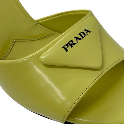 プラダ PRADA サンダル 靴 シューズ レザー イエロー トライアングルロゴ ミュール