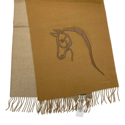 エルメス HERMES シュヴァルオトレ マフラー カシミヤ キャメル ベージュ ストール ロゴ