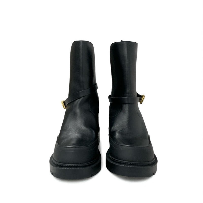 クリスチャンディオール CHRISTIAN DIOR DIOR EMPREINTE ブーツ ショートブーツ 靴 シューズ レザー ブラック 黒 ゴールド ベルト ロゴ