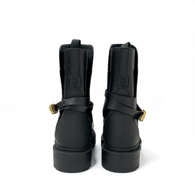 クリスチャンディオール CHRISTIAN DIOR DIOR EMPREINTE ブーツ ショートブーツ 靴 シューズ レザー ブラック 黒 ゴールド ベルト ロゴ