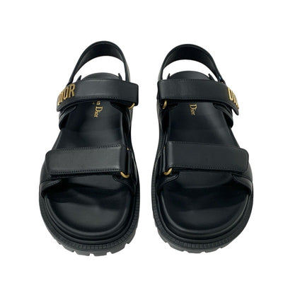 クリスチャンディオール CHRISTIAN DIOR DIORACT サンダル 靴 シューズ レザー ブラック 黒 未使用 ロゴ フラット