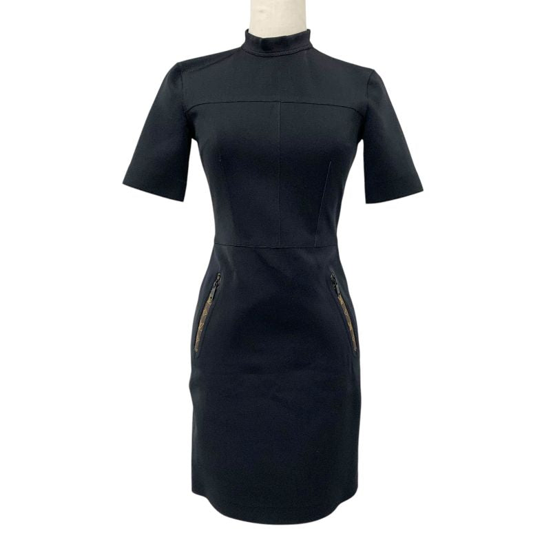 ルイヴィトン LOUIS VUITTON ワンピース ブラック ブラウン ショートスリーブハイネックフィットドレス