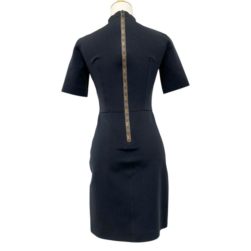 ルイヴィトン LOUIS VUITTON ワンピース ブラック ブラウン ショートスリーブハイネックフィットドレス