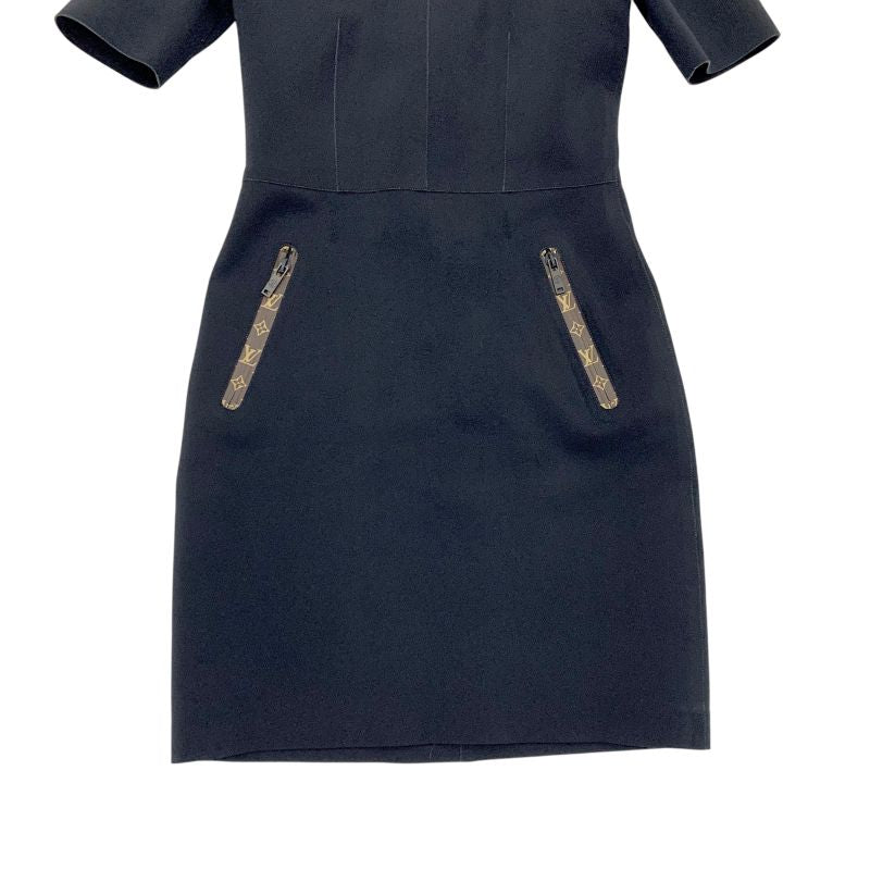 ルイヴィトン LOUIS VUITTON ワンピース ブラック ブラウン ショートスリーブハイネックフィットドレス