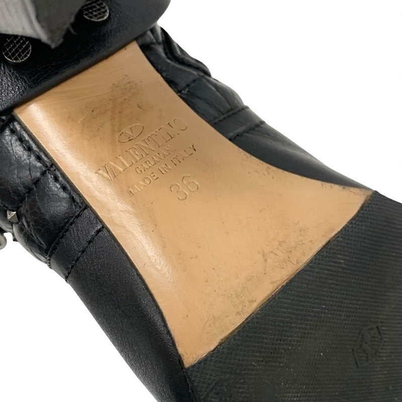 ヴァレンティノ VALENTINO ブーツ ショートブーツ 靴 シューズ レザー ブラック 黒 シルバー ロックスタッズ キルティング