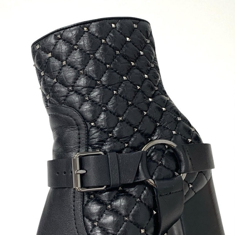 ヴァレンティノ VALENTINO ブーツ ショートブーツ 靴 シューズ レザー ブラック 黒 シルバー ロックスタッズ キルティング