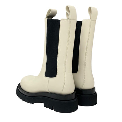 ボッテガヴェネタ BOTTEGAVENETA ラグ ブーツ ショートブーツ 靴 シューズ レザー ホワイト ブラック 未使用 サイドゴア チェルシーブーツ ミドルブーツ