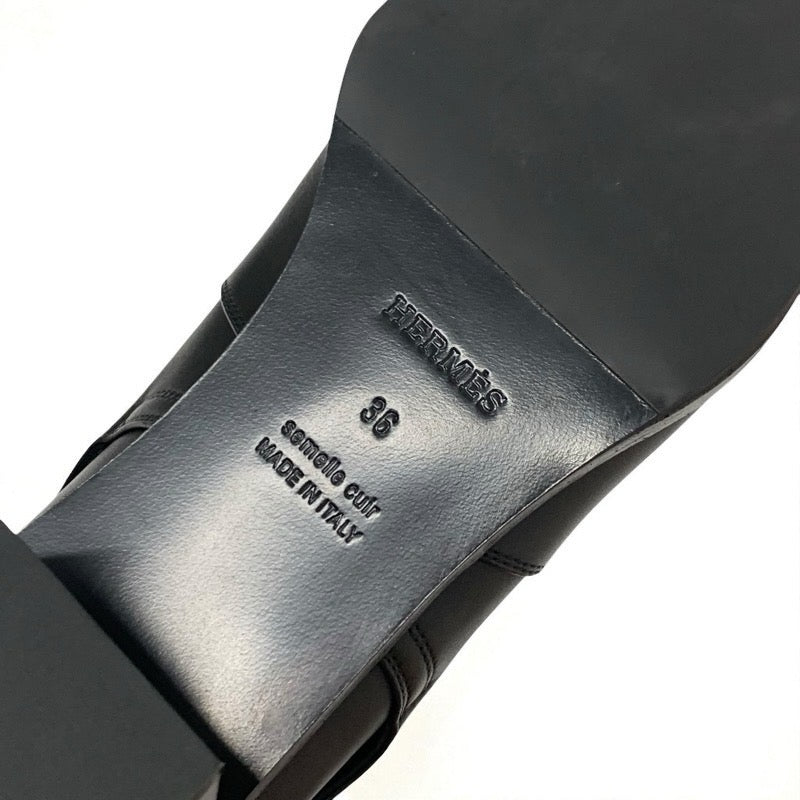 エルメス HERMES フレンチー ブーツ ショートブーツ 靴 シューズ レザー ブラック 黒 シルバー ケリー金具
