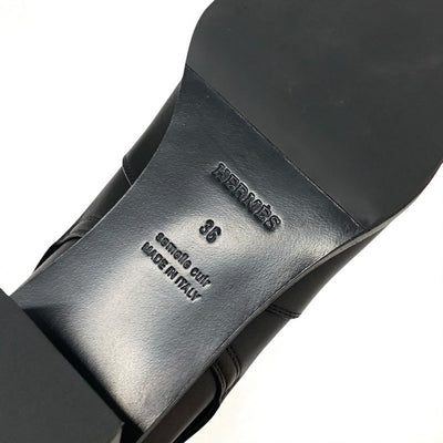 エルメス HERMES フレンチー ブーツ ショートブーツ 靴 シューズ レザー ブラック 黒 シルバー ケリー金具