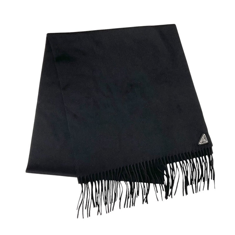 プラダ PRADA マフラー シルク ブラック 黒 トライアングルロゴ ストール