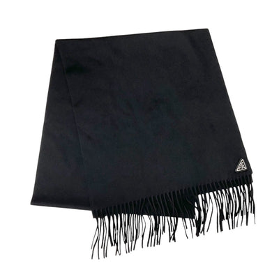 プラダ PRADA マフラー シルク ブラック 黒 トライアングルロゴ ストール